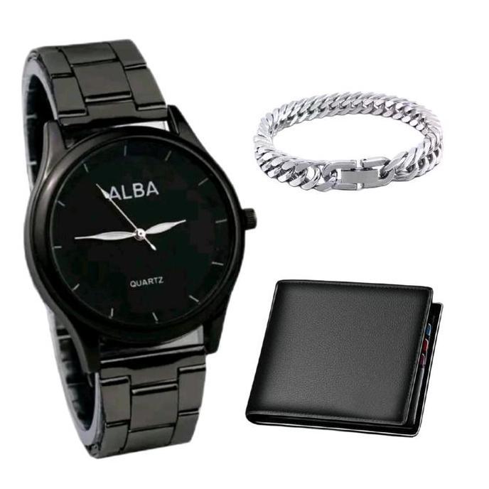 Jam Tangan Alba Rantai Pria Free Dompet & Gelang Rantai