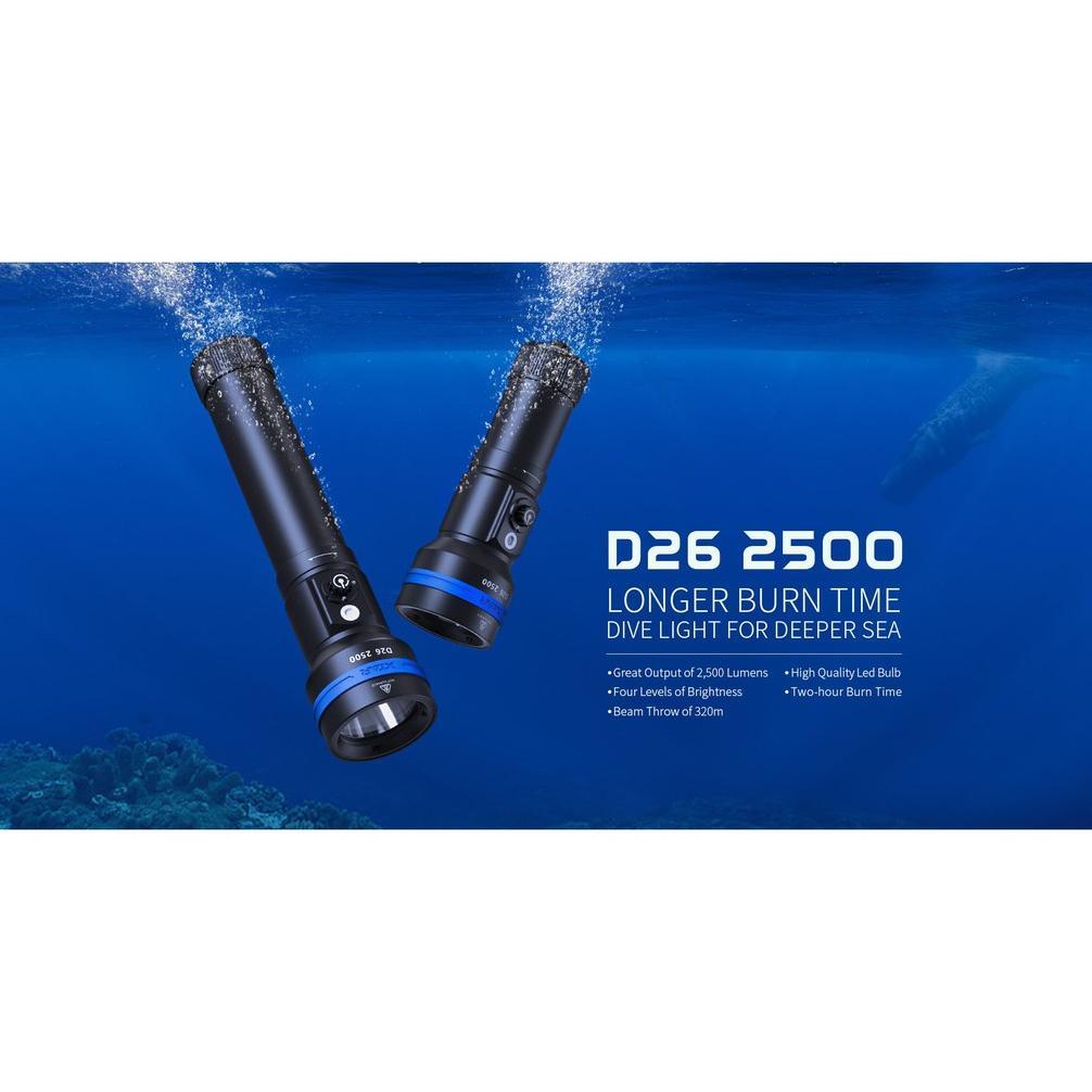 XTAR D26 2500 LONG AND SHORT TYPE,  Diving Flashlight