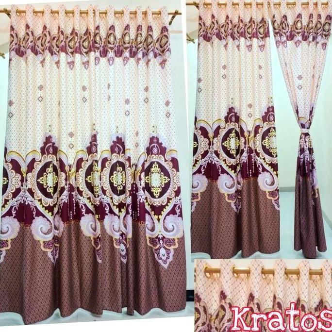 GORDEN SMOKRING 12RING MOTIF KRATOS BATIK SULTAN GORDEN PINTU JENDELA MOTIF BATIK COKELAT MEWAH CS