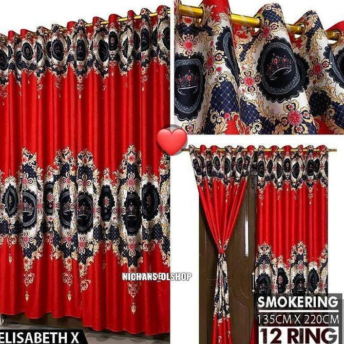 GORDEN SMOKRING 12 RING MOTIF SULTAN MERAH BATIK MEWAH // GORDEN PINTU JENDELA MOTIF BATIK SULTAN ME