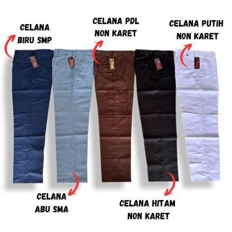 LIFESTYLE Celana seragam sekolah Panjang SMP SMA SMK MTS warna biru putih hitam cokelat pramuka carg