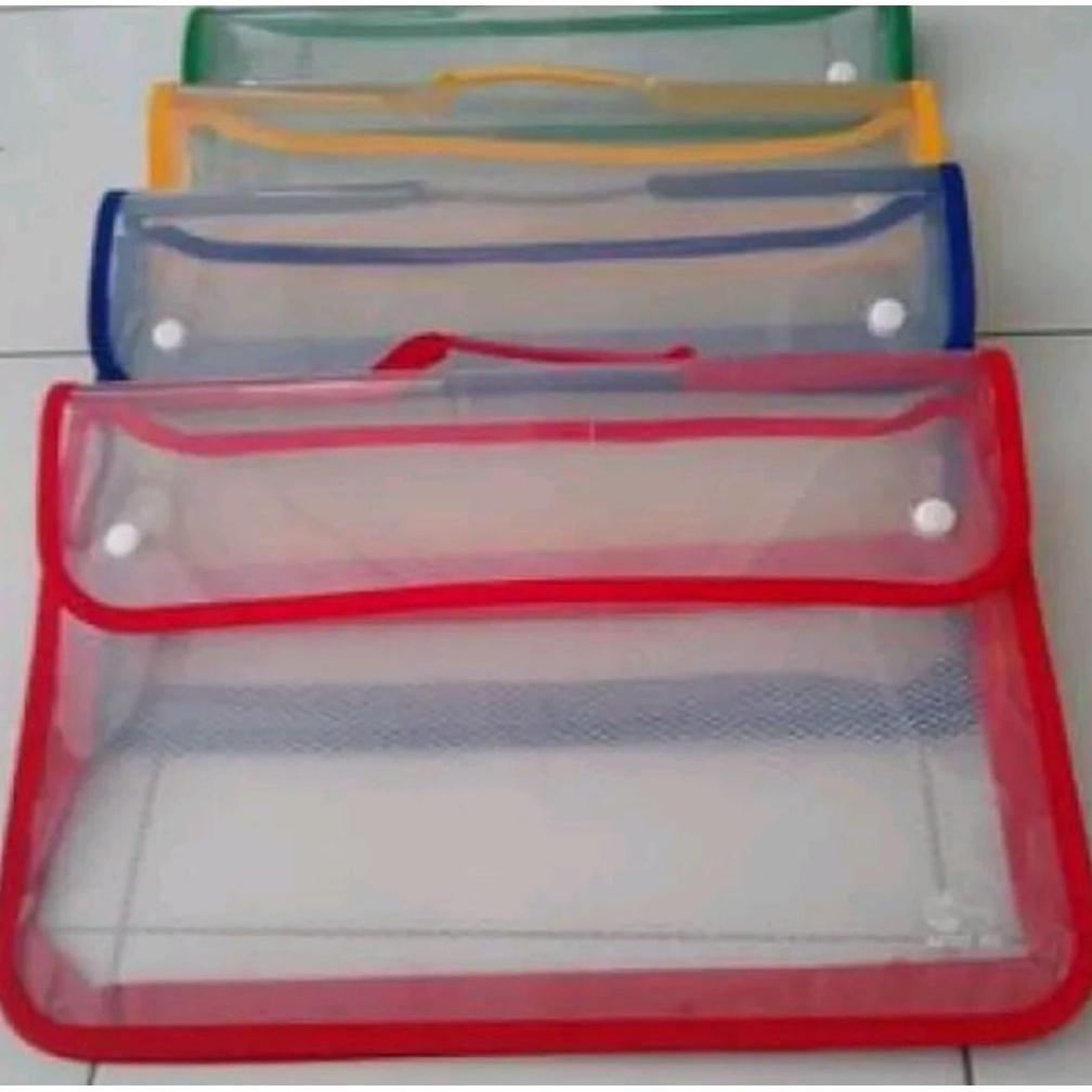 MAP PLASTIK KANCING DUA 12 BUAH  / MAP ZIPPER KANCING 2 TEBAL