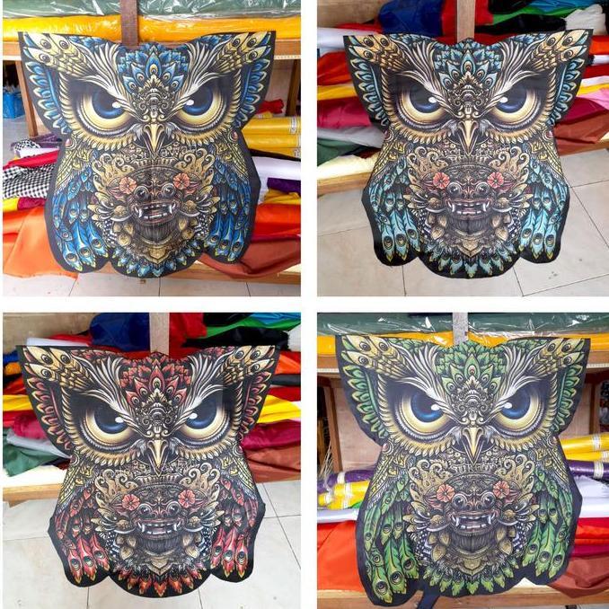 Layangan Burung celepuk printing Barong bali knock down layang kain bongkar pasang