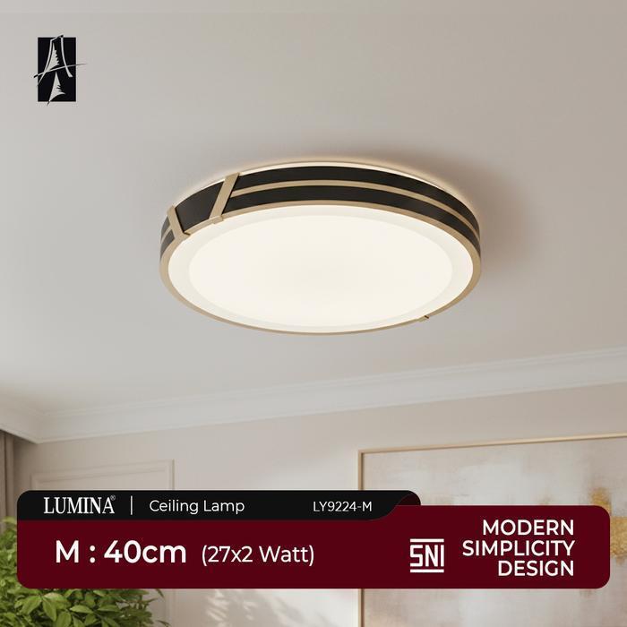 Lumina - Lampu Plafon LED Modern Ceiling Lamp Minimalis Bulat Hitam Gold SNI - Type LY9224