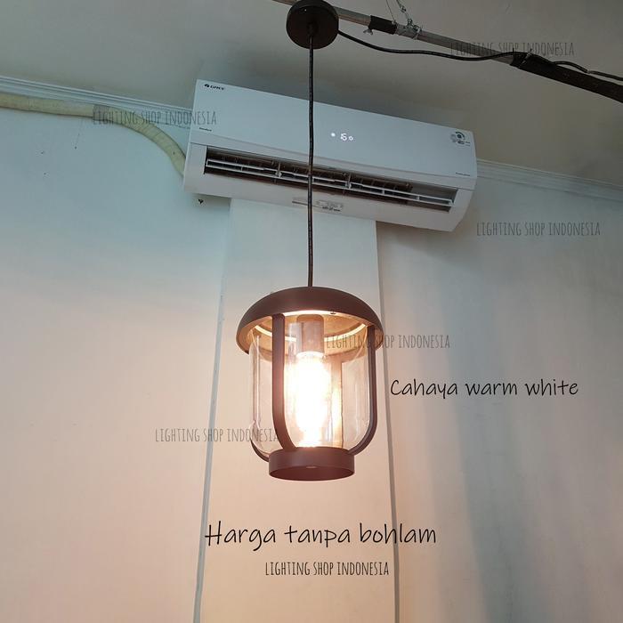 Lampu gantung hitam E27 minimalis outdoor waterproof lampu teras