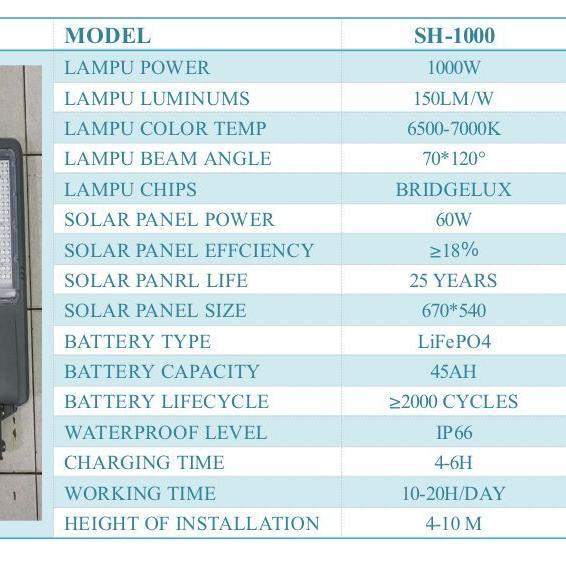 lampu jalan solar panel 1000 watt 1000w lampu PJU panel surya 1000w
