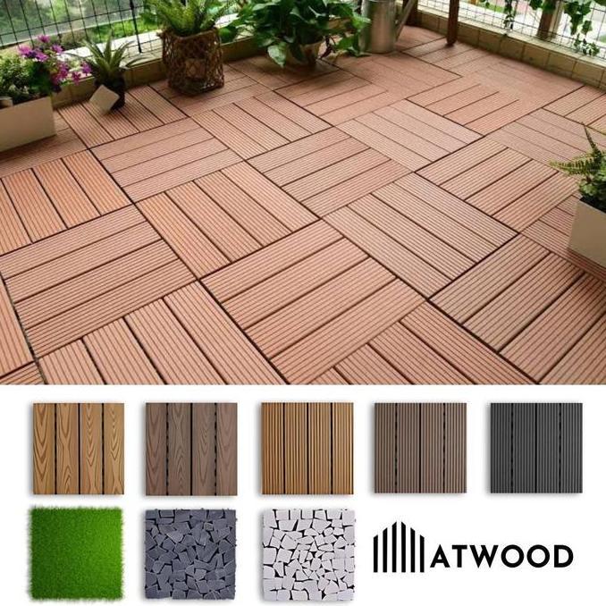 Decking Tile WPC Outdoor DIY / Lantai Kayu Ubin Teras Taman Kolam Renang, Bongkar Pasang