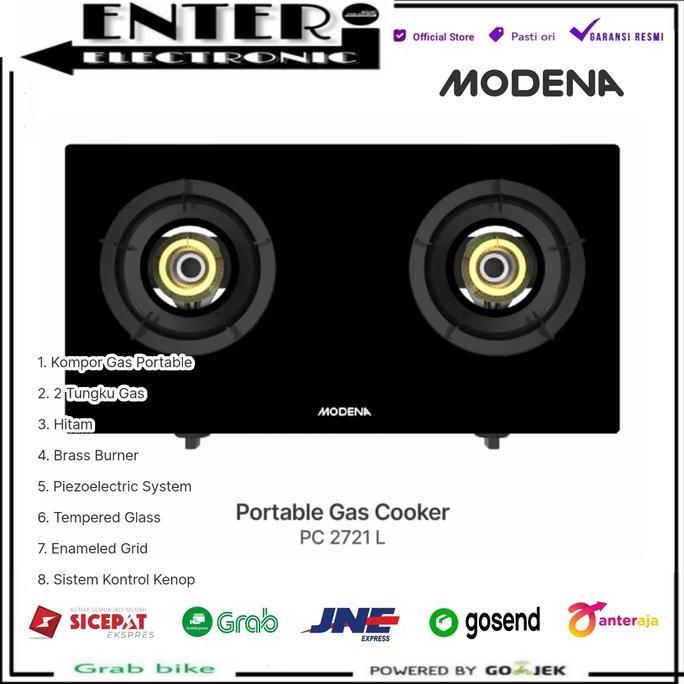 MODENA PC2721 L - KOMPOR GAS PORTABLE 2 TUNGKU MODENA PC 2721 L LM LD