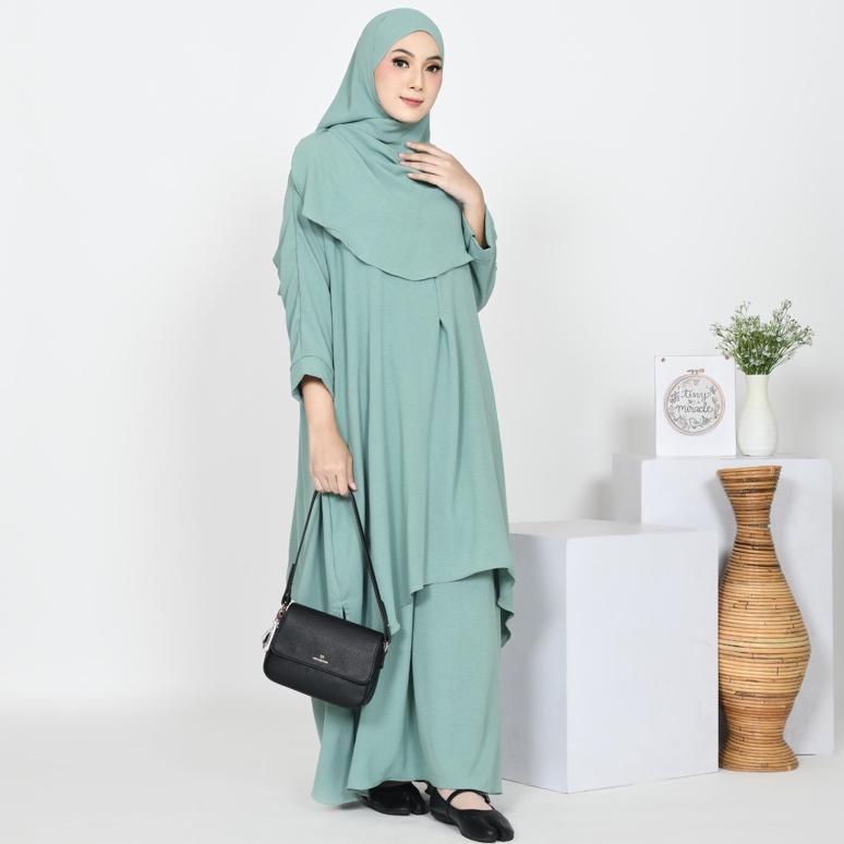 Kualitas Super One Set Rok Tunik Pashmina Oval Setelan Wanita Set Hijab Crinkle Airflow Premium