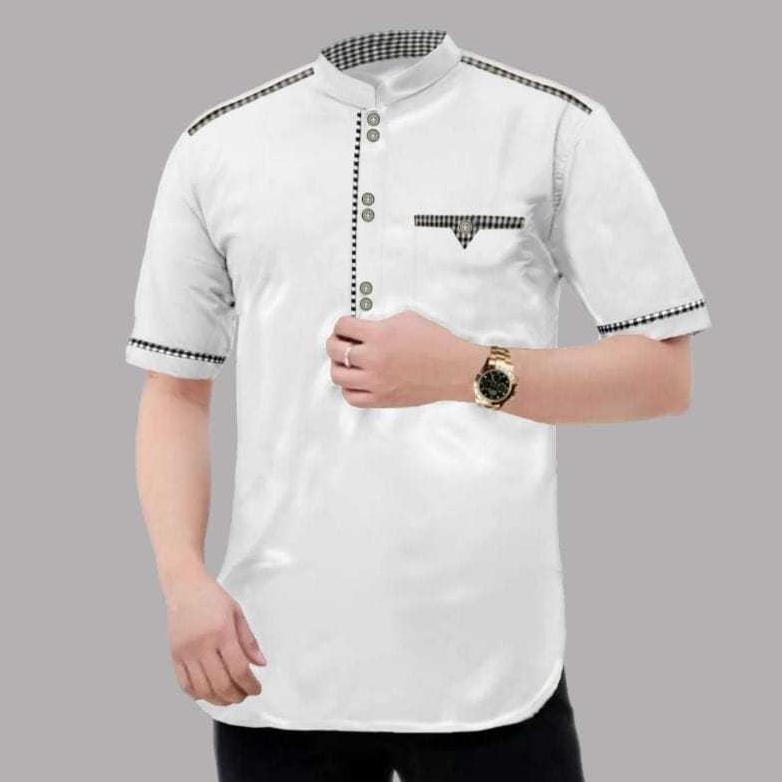 FAVORIT Baju Muslimin Pria KOKO TOJIRO Lengan Pendek Bahan Katun Madinah