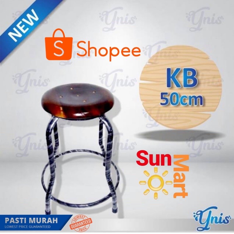 Termurah  Kursi Kayu Besi 50Cm Bulat