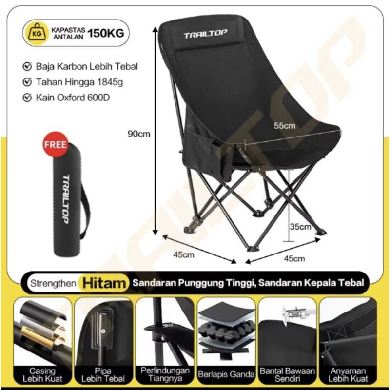 Kursi Lipat Bulat Sandaran Pendek & Sandaran Tinggi/Kursi Lipatspeeds/Trailtop/Kursi