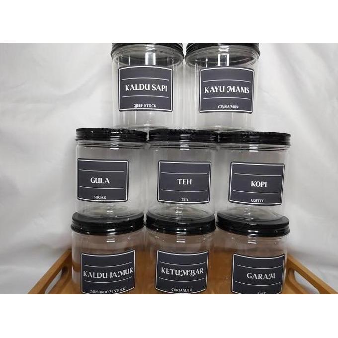 TOPLES BUMBU DAPUR/TUTUP HITAM/500ML/FREE LABEL/TEMPAT BUMBU DAPUR
