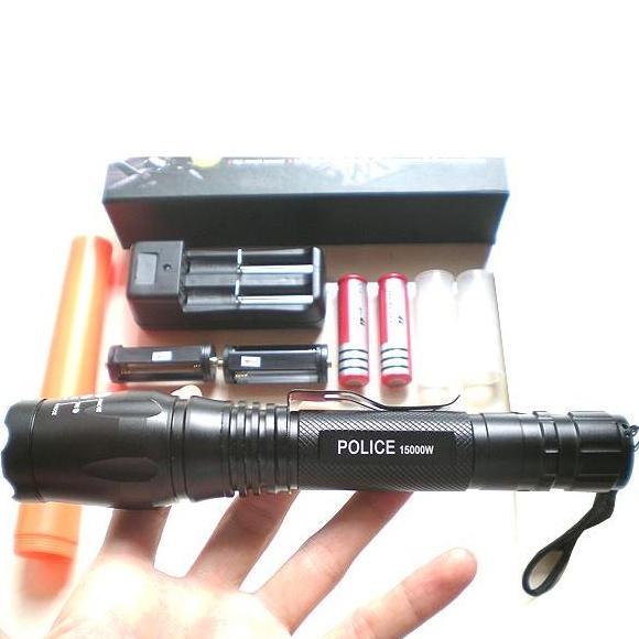 senter led police swat t6 2 baterai lalin 99000 watt