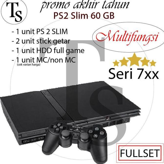 Playstation 2 slim hardisk 60Gb + paket lengkap - PS 2 Slim