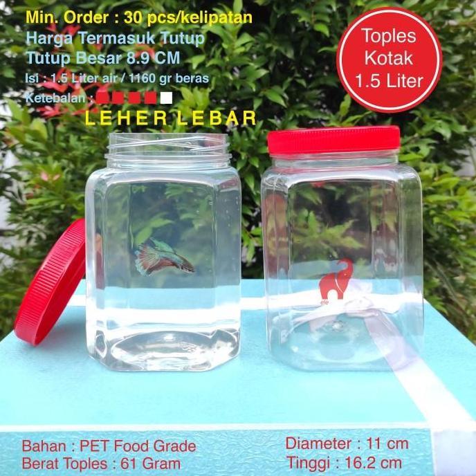 Toples Plastik Kotak Ikan Cupang 1.5 Liter Tebal