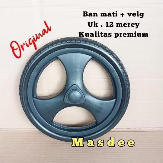 Ban mati + velg kursi roda uk 12 mercy,sparepart kursi roda