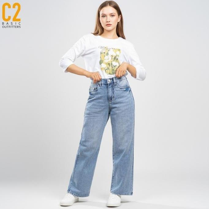 C2 Thishe Blue Straight Cut Jeans Wanita - Loose Jeans Wanita