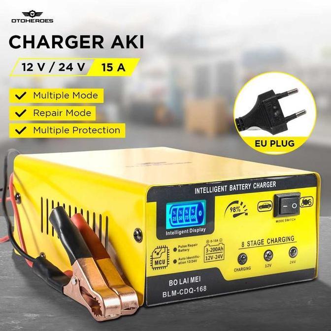 Charger Aki Mobil 12V/24V 15A Fast Battery Charger BLM-CDQ-168 BARU