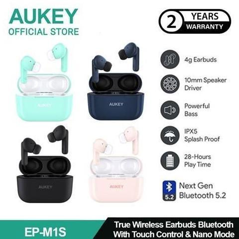 Wireless Earphone IPX5 4G AUKEY TWS EP-M1S Earbuds Bluetooth