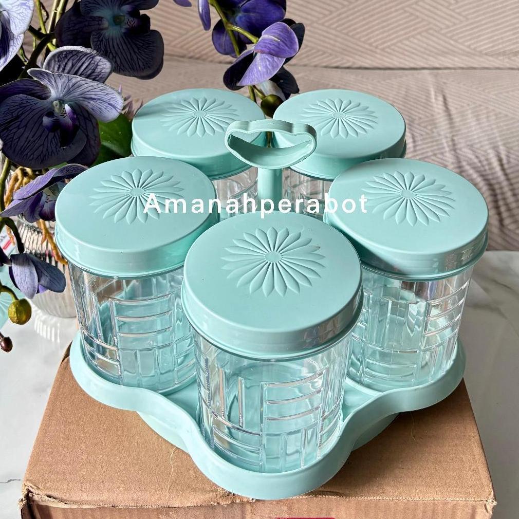 BIMASAKTISUPPLY SET TOPLES + NAMPAN ROTARY GARASU 5 TOPLES KUE 1LITER TOPLES AKRILIK CLIOPLAST ORIGI