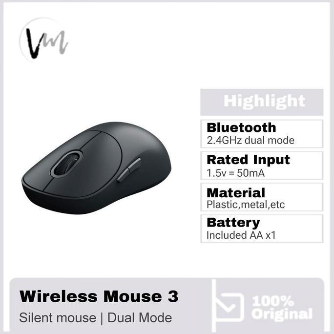Xiaomi Wireless Mouse 3 Bluetooth 2.4Ghz Dualmode 1200Dpi Usb Receiver