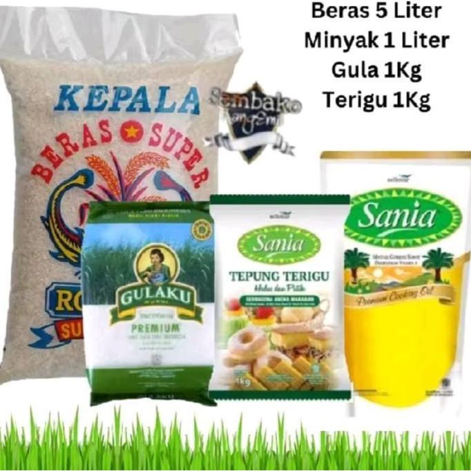 Paket Sembako Murah 2 - (Beras,Minyak, Gula,Terigu) - Cek Deskripsi Produk Untuk detail Brand-Dikiri