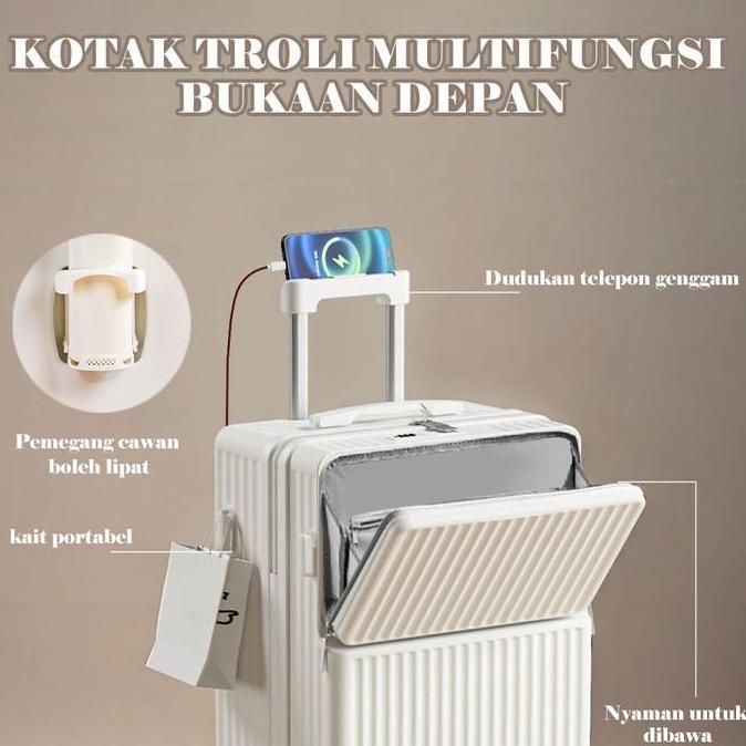 BoldEdge Koper Travel Multifungsi 20 inch Bukaan Depan ABS & PVC case keras pink koper DS