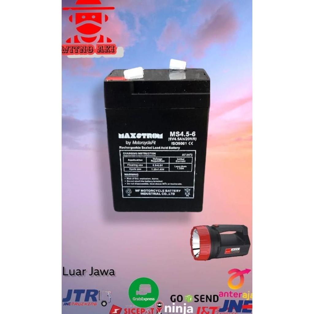 Aki Accu Baterai Kering Vrla Mf 6V4.5Ah 6V 4Ah Mainan