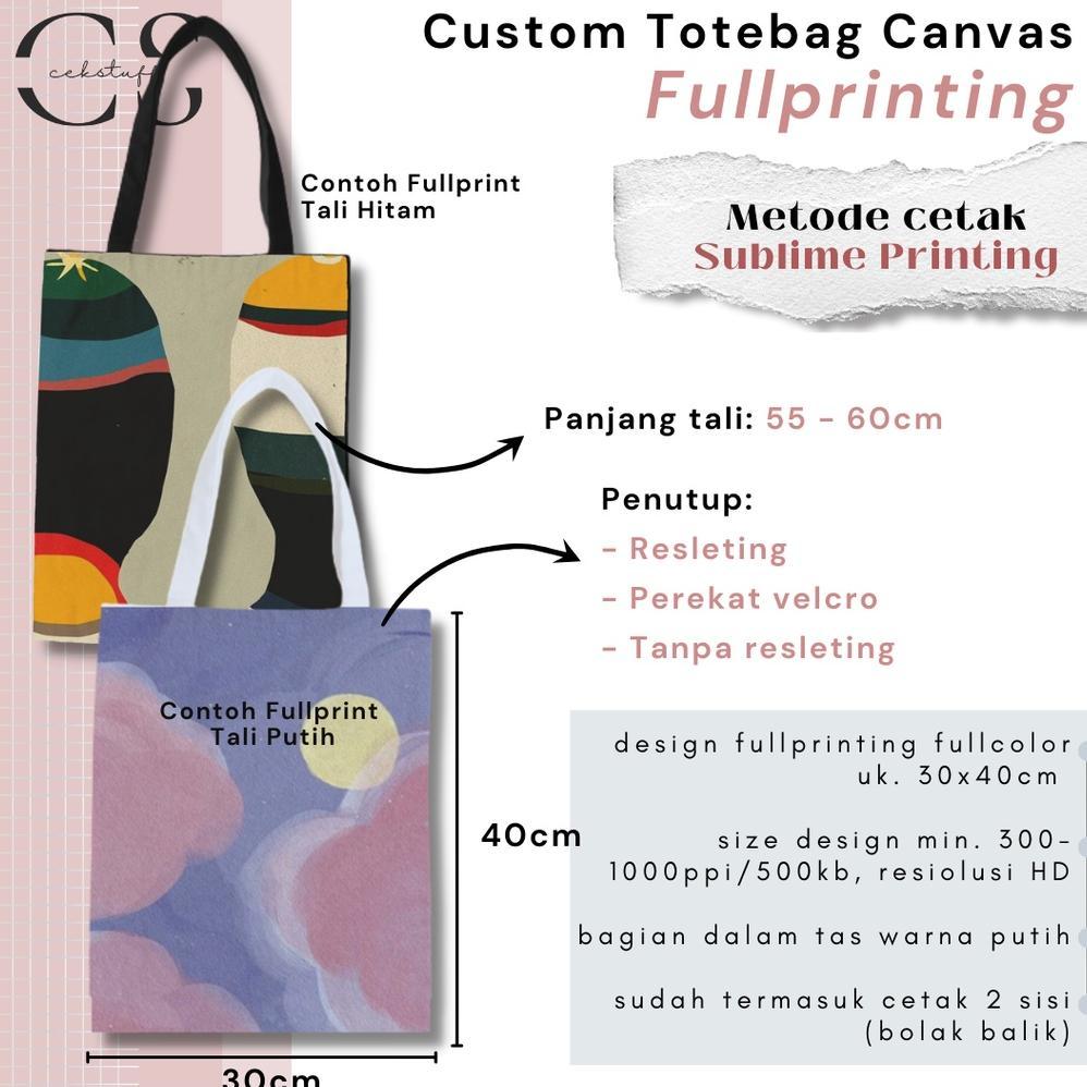 (30x40) CUSTOM TOTEBAG KANVAS BISA REQUEST WARNA TAS FULLPRINT AESTHETIC SATUAN MURAH CUSTOM TOTEBAG