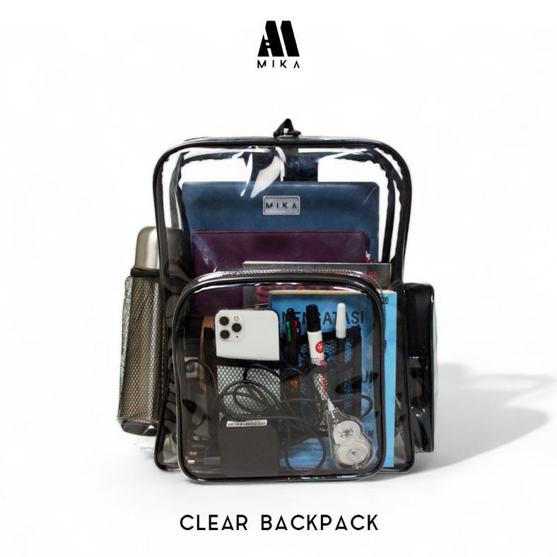 Backpack Transparan / Tas Ransel Bening / Tas Laptop / Tas Serut Besar / Tas Sekolah