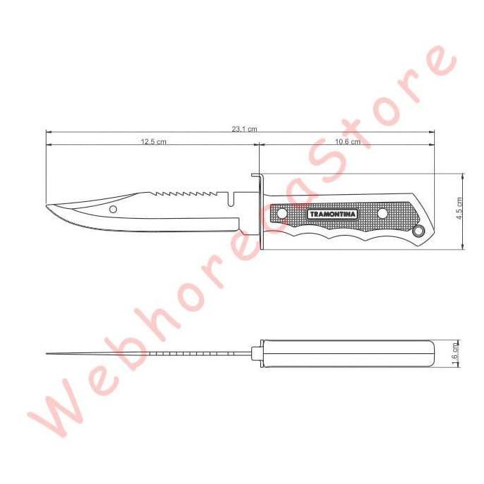 Tramontina Bowie Fish Camping Knife 5" w Cover / Pisau Komando Outdoor