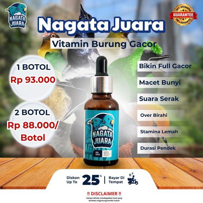 TERLARIS - Vitamin Burung Nagata Juara Original 1-2 Botol 30 ml - Doping Penggacor Semua Jenis Burun