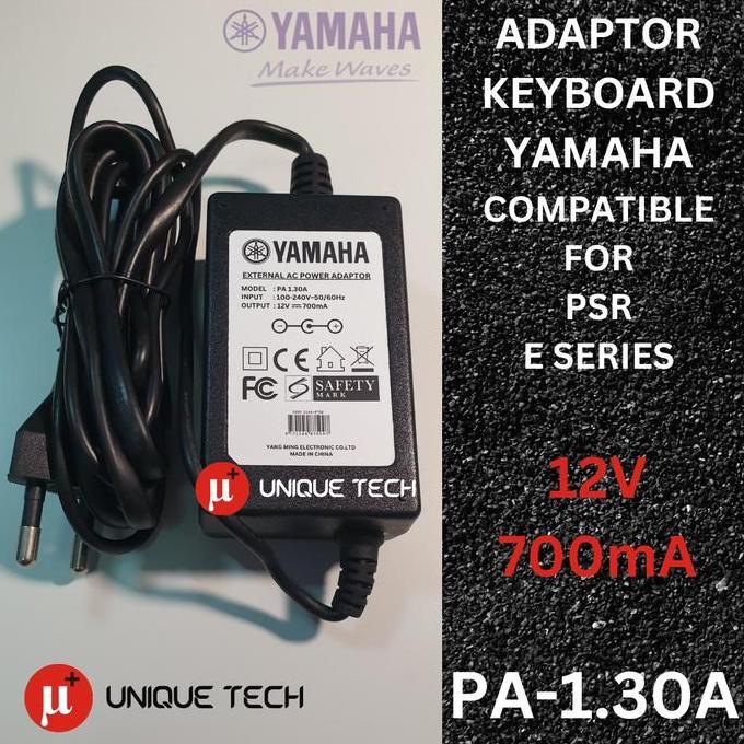 TERBARU ADAPTOR KEYBOARD YAMAHA PA 1.30A 12V 700MA PSR E 403 E203 E303 E403