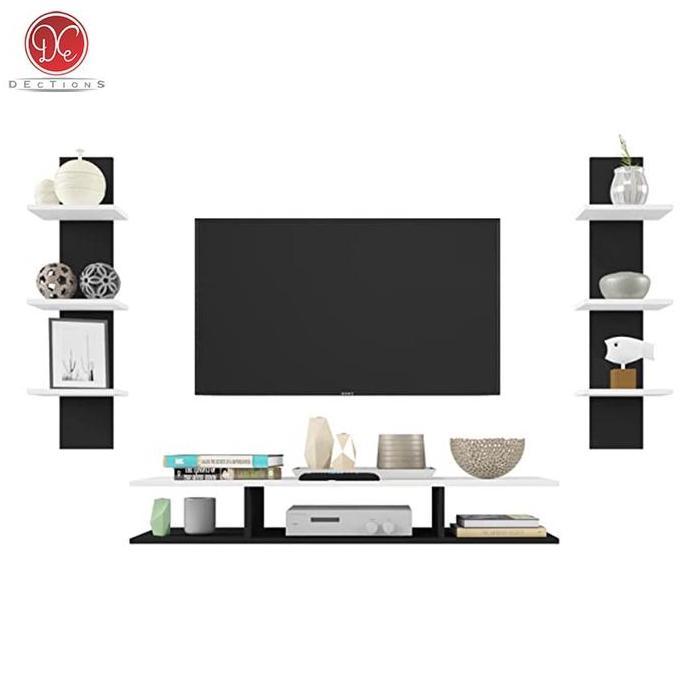 Rak TV Dinding Minimalis / Meja TV Tempel Dinding 32-42 In Set Lengkap