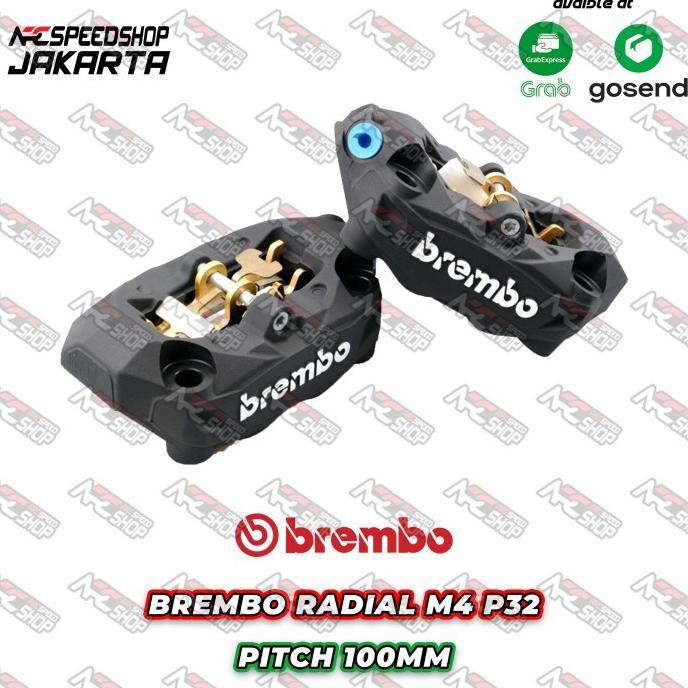 Kaliper Brembo M4 P32 Pitch 100Mm Universal M432 P32 Black #Orinal