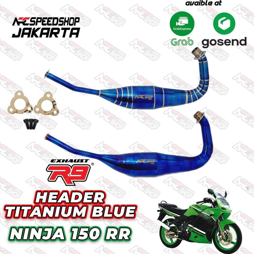 Header Knalpot R9 Titanium Blue Kasaki Ninja 150 RR Header ARC