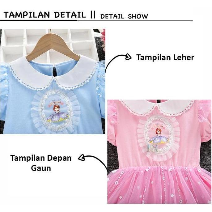 MAQIMUD LNR Shop Gaun Dress Anak Perempuan Gaun Motif Sophia The First Dress Gaun Rok Tutu Pesta Ula