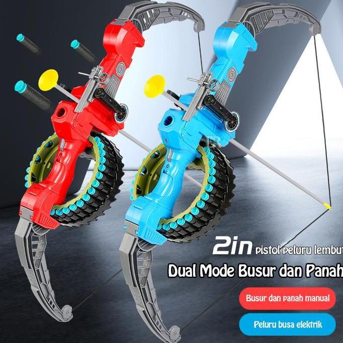 MAQIMUD Set Mainan Paket Lengkap Dual Mode Anak Busur Panah Crossbow dan Shot
