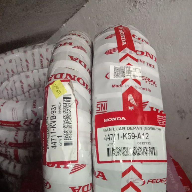 Ban Luar Depan Honda AHM Federal 80/90 Ring 14 K59 Tubeless KVB Tubetipe (Pakai Ban Dalam) Ban Motor