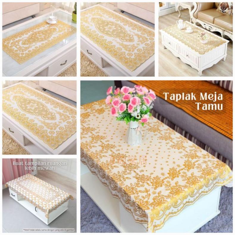 FREE ONGKIR TAPLAK MEJA RUANG TAMU MURAH ANTI AIR / TAPLAK MEJA EMAS GOLD / TAPLAK MEJA LEBARAN / TA