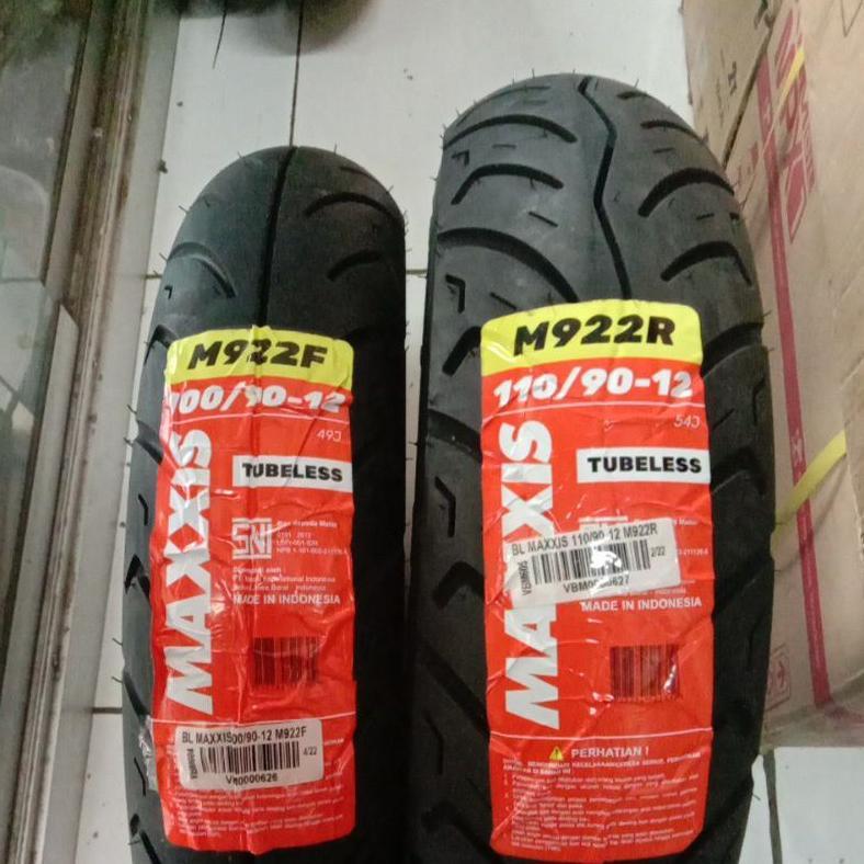 Sepasang Ban Tubles MAXXIS 100/90+110/90 Ring 12 M922F+M922R Tubeless Paket Set Ban Motor Scoopy Fre