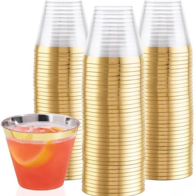 MAQIMUD 10pcs Gelas Plastik Bening Transparant Gelas Plastik Kecil Unik Seperti Kaca Untuk Minuman J