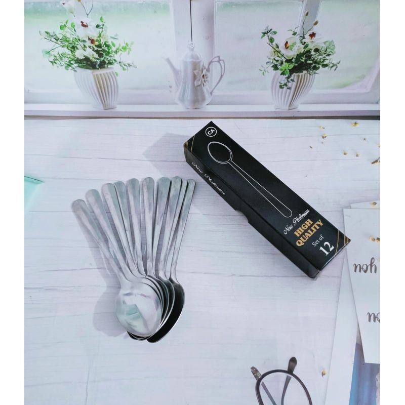 1Lusin (12Pcs) Sendok Makan Polos Stainless Steel Sendok Restoran Hotel Polos Dnt 102 Garpu