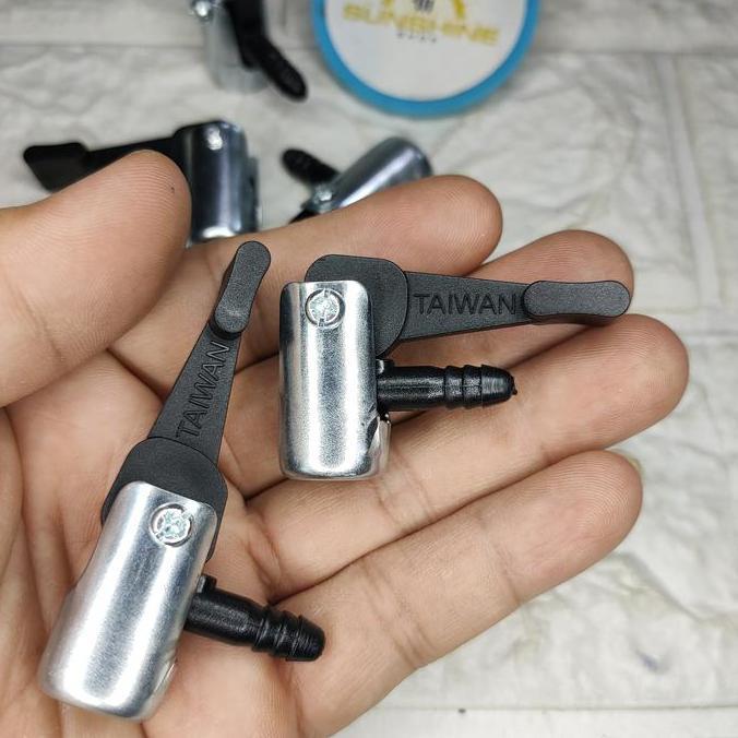 Adaptor Kop Pompa Ban Dalam Sepeda Pentil AV Schrader Model Tekuk Lipat Besi Plastik Made In Taiwan