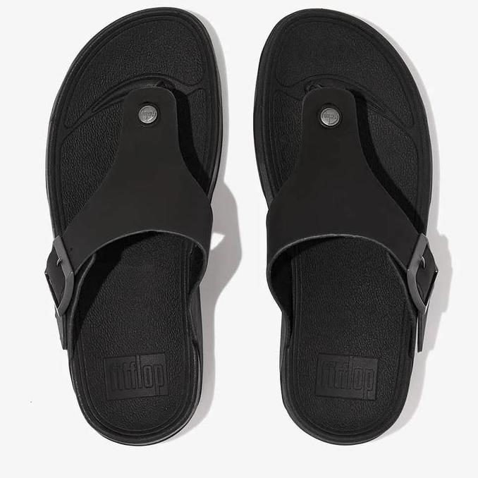 Ready Fitflop Trakk Ii Original Men's Buckle Leather Toe-Post Sandals-Black