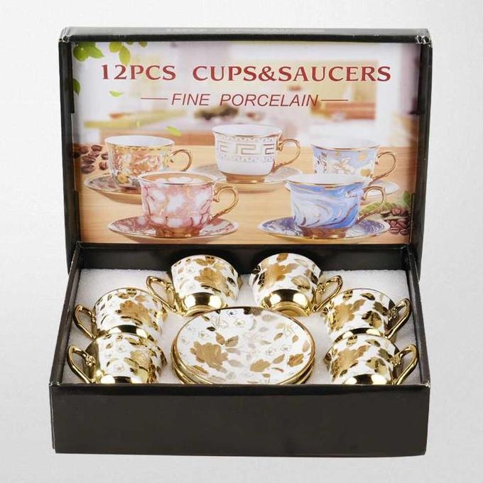 MURVAL Set Cangkir Keramik Gaya Eropa 6in1 Tea Coffee Cup Electroplating 100ml