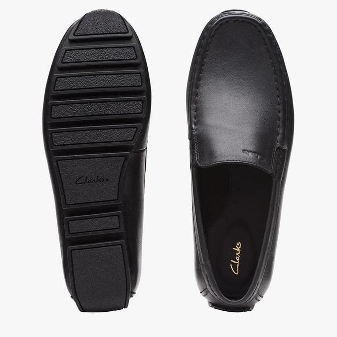 Ready CLARKS Oswick Plain Original Sepatu Slip On Pria Leather - Black
