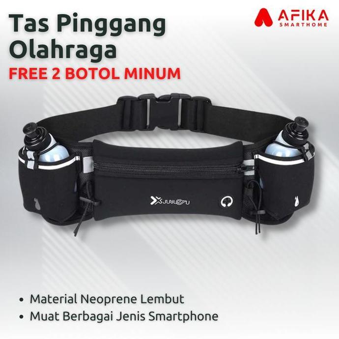 LETTER1 Tas Pinggang Olahraga Pria Wanita Gratis 2 Botol Minum