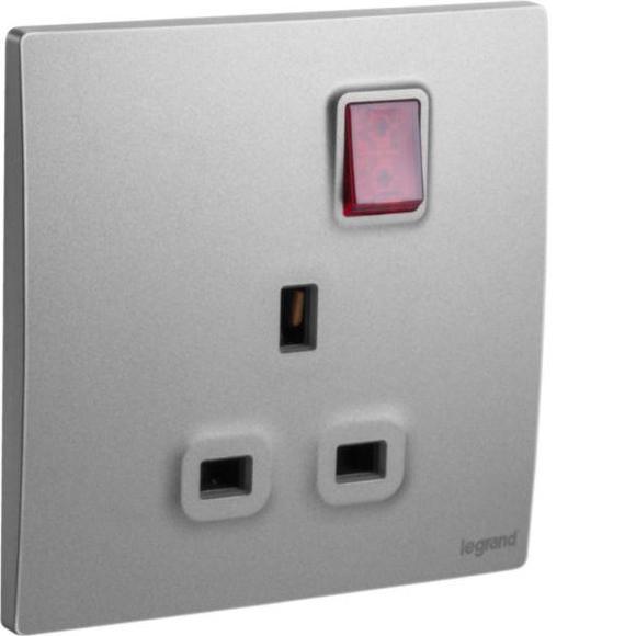 LEGRAND STOP KONTAK AC MALLIA SENSES 13A-250V DARK SILVER 281114 DS SOCKET / MALLIA SENSES 1 GANG BS